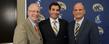 (From left to right) Kent State President Lester A. Lefton poses with new head baseball coach Jeff Duncan and Director of Athletics Joel Nielsen after a press conference introducing Duncan.