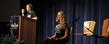 Yoga experts Rodney Yee and Colleen Saidman Yee give a yoga demonstration during the opening of the Kent State University College of Nursing’s annual conference series.