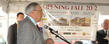 <p>Kent Mayor Jerry Fiala speaks during the Aug. 9 groundbreaking ceremony.<br />
</p>