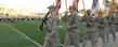 Members of the Kent State Army ROTC post the colors during a home football game.