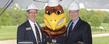 Kent State University at Stark Dean Walter F. Wagor (left) poses for photos with Kent State’s mascot, Flash, and Kent State University President Lester A. Lefton during the groundbreaking ceremony for the new Sciences Building at Kent State Stark.