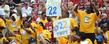 <p>Golden Flashes fans who made the trip to Tuscaloosa cheer on the team from the visiting section.</p>