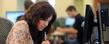 <p>A Kent State student focuses on her assignment in the new Math Emporium, located on the second floor of the University Library.<br />
</p>