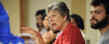 <p>Ohio First Lady Frances Strickland responds to a question from a Kent State student during a discussion of policy that occurred when she visited Kent State University on June 17.</p>