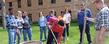 Students volunteer to assist in a tree-panting ceremony by Engleman Hall, during last year’s Arbor Day celebration.