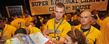 <p>Kent State pitcher Tyler Skulina signs autographs before the Season of Champions celebration.</p>