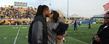 <p>Joshua Cribbs gives his wife, Maria, a kiss after the number retirement ceremony.<br />
<br />
</p>