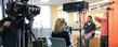 <p>Kent State student Willie Williams is interviewed by an ESPN producer in the “Fab Fourth,” the fourth floor of the Kent State University Library, for a feature story that aired Dec. 19 on ESPN’s Monday Night Football.</p>