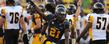 Kent State running back Anthony Meray celebrates an interception against Towson during the home opener at Dix Stadium.