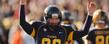 Kent State Golden Flashes long snapper Chad Bushley celebrates an extra point during the final home game against Ohio University.