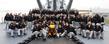 The entire Kent State football team gathers for a photo aboard the World War II battleship USS Alabama, moored in Mobile, Alabama.