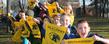 Students from Franklin Elementary School in Kent line Route 43 in a show of support for the Kent State football team as the team’s buses head to Detroit for Friday night’s Mid-American Conference championship game.