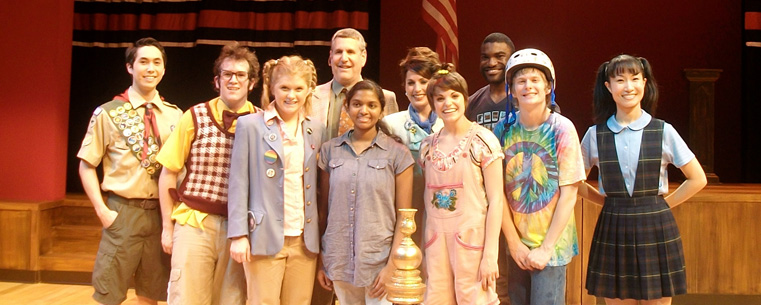 2010 Scripps National Spelling Bee winner Anamike Veeramani (center) made a special guest appearance in recent performance of &ldquo;The 25th Annual Putnam County Spelling Bee&rdquo; at Porthouse Theatre.