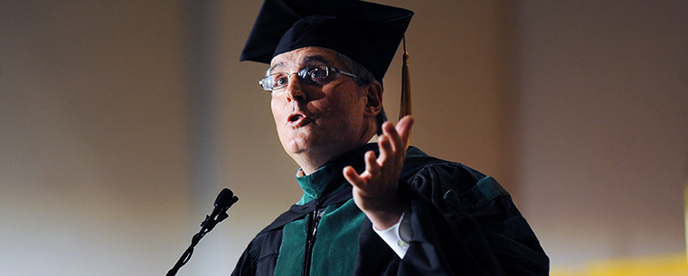 Commencement speaker Dr. John Guiliana addresses the 2013 graduating class of Kent State’s College of Podiatric Medicine.