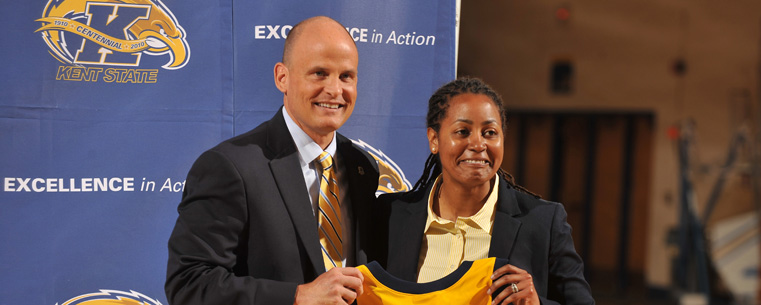 Joel Neilsen, director of athletics, welcomes Danielle O'Banion as a member of the Golden Flashes.