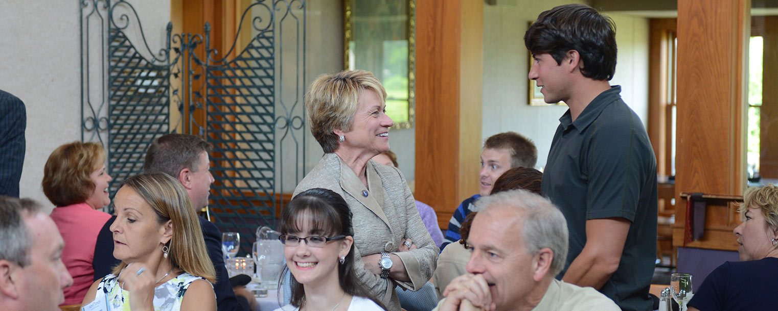 Kent State President Beverly Warren meets attendees at a luncheon held at the Ferrante Winery &amp;amp; Ristorante in Geneva, Ohio, in Ashtabula County.