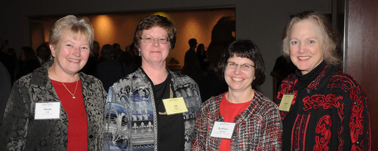 Area librarians and directors (left to right) Susan Hill, Jill Tatem, Kathleen Jozwiak and Ginger Saha gather during the Celebration of Collaboration at the Cleveland Botanical Garden.