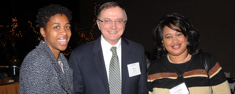 (left to right) Cleveland Public Library&amp;rsquo;s Ginaya Willoughby, Don Wicks, Interim Director of the Kent State School of Library and Information Science, and Caroline Peak, of Cleveland Public Libraries, at the reception in the Cleveland Botanical Garden.