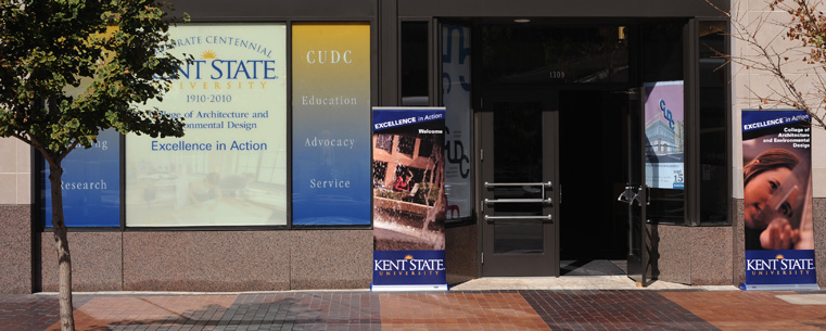 <p>The exterior of Kent State's Cleveland Urban Design Collaborative, located in the PlayhouseSquare District of downtown Cleveland.</p>