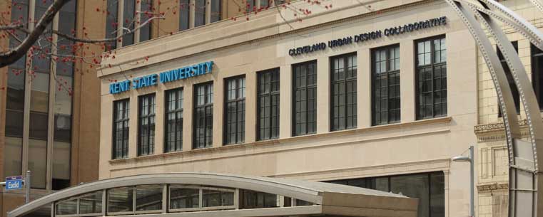 The new location of Kent State University's Cleveland Urban Design Collaborative in the Playhouse Square District sports new signs that help bring attention to the university's continued presence in downtown Cleveland.