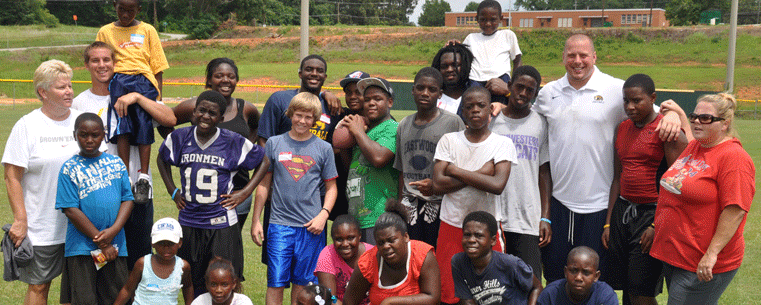 Thanks to some help by the Toomer's for Tuscaloosa group, the players held a clinic Saturday morning for some children that were displaced by the storm.