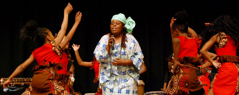 Universal Dance and Drum performs during African Night in the Kent Student Center Ballroom.