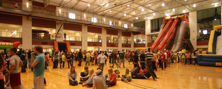 The Student Wellness and Recreation Center at Kent State University was converted into a playground for Lil Sibs Weekend last year.