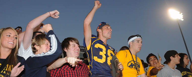 Kent State football fans cheer on the team during a home victory at Dix Stadium.