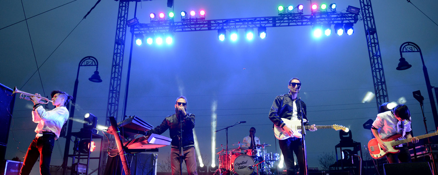 The band Capital Cities performs for Kent State students celebrating the 20th anniversary of FlashFest on the Student Green.