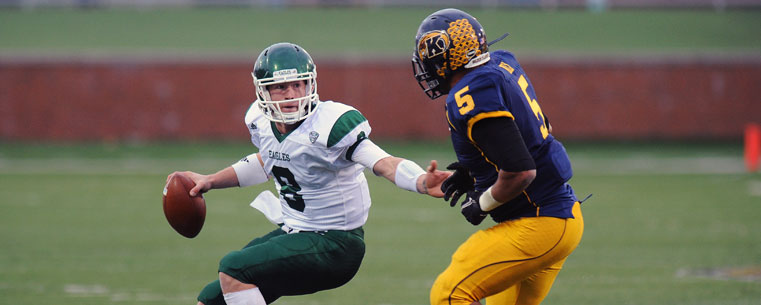 Kent State's Roosevelt Nix hunts down Eastern Michigan’s quarterback during the second half of Kent State's 28-22 win over the visiting Eagles.