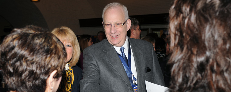 <p>Kent State University President Lester A. Lefton meets with major Ohio employers during Kent State Day at the Statehouse.</p>