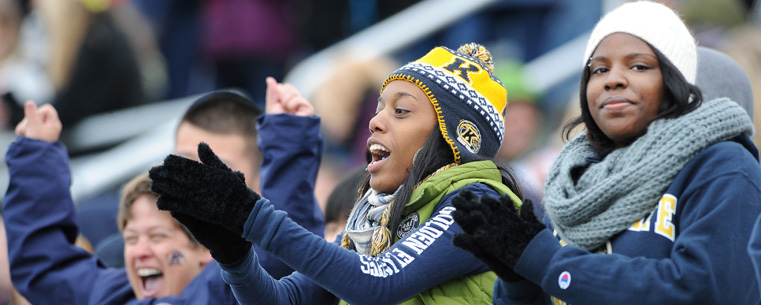 Kent State students celebrate a big offensive play by the Golden Flashes during a 35-24 win at Dix Stadium.