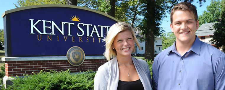 Kent State students Breana Jacobs and Chad Radke highlight entrepreneurship opportunities available to students in a new commercial for Kent State.