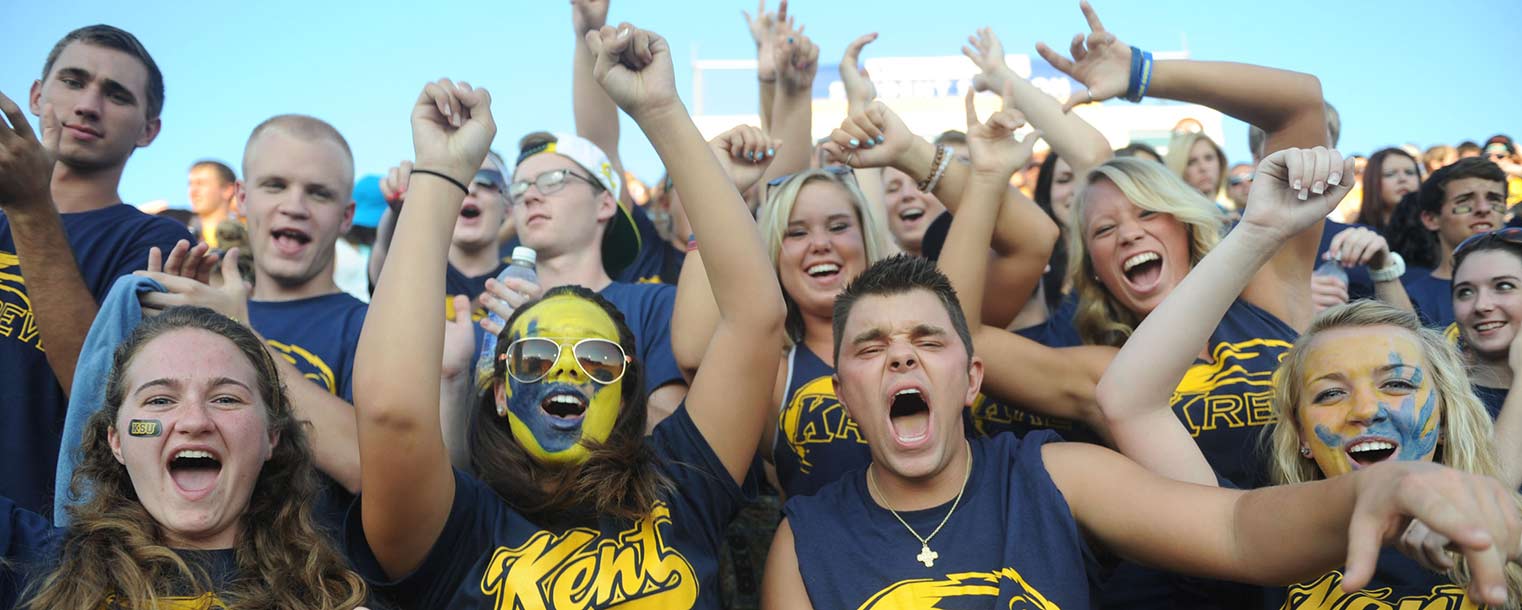 Kent State fans celebrate during the Golden Flashes home opener.