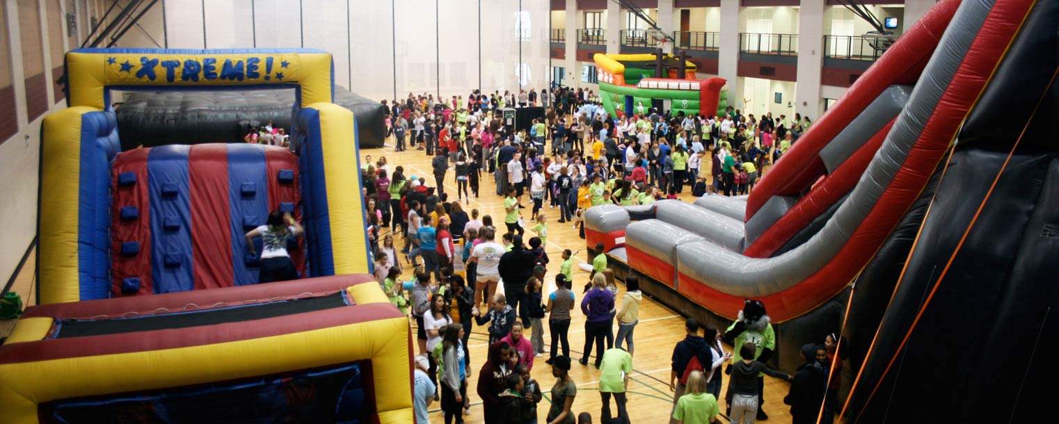 Kent State’s Student Wellness and Recreation Center was converted into a playground for Lil’ Sibs Weekend.
