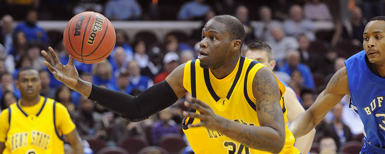 Kent State forward Justin Greene regains control of a loose ball during a game last season.