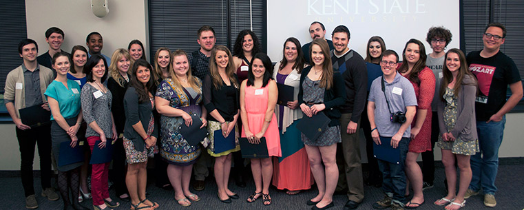 The School of Journalism and Mass Communication at Kent State finished in eighth place in the overall national championship of the Hearst Journalism Awards Program, and it also earned seventh place rankings in both the photojournalism and multimedia categories. This spring, the school recognized more than 40 students for earning national awards in journalism and communication competitions.