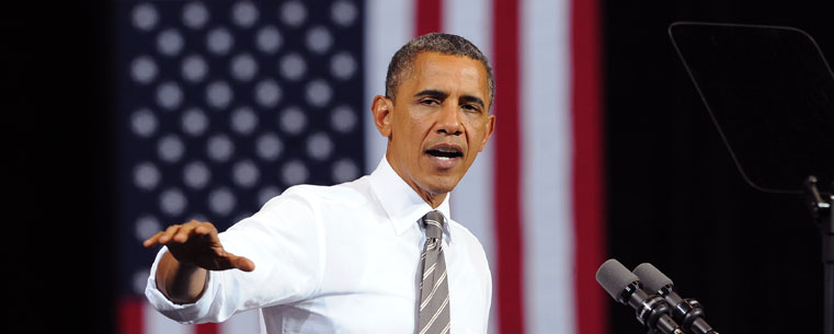 <p>President Barack Obama speaks to students and supporters in the MAC Center Wednesday evening.</p>