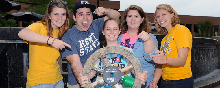 <p>Kent State University faculty, staff and students collected 299,552 pounds of recyclables during the 2013 RecycleMania challenge. The amount of recycling collected per person beat the University of Akron's amount in an informal competition that allowed Kent State to retain the Braggin' Wheel.</p>