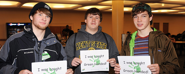 Kent State students are rewarded after making use of the university’s recycling bins around campus during this year’s RecycleMania. Once a student recycled a product, they received a prize from the RecycleMania Committee.