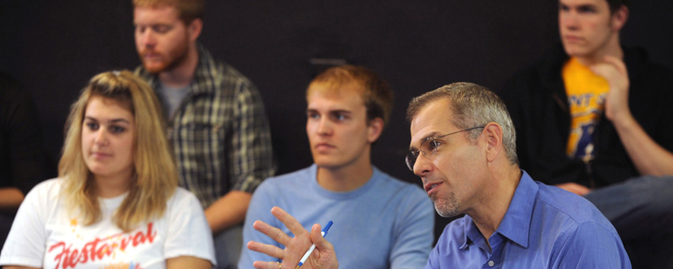 Eric Van Baars, associate professor of theater, teaches a musical theater class in the College of the Arts.