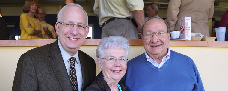 Kent State University President Lester A. Lefton was joined by his predecessors, former Kent State presidents Carol Cartwright (1991-2006) and Michael Schwartz (1982-1991), at Dix Stadium to watch the Kent State Golden Flashes football team.