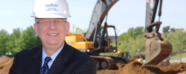 President Lefton at the construction site.