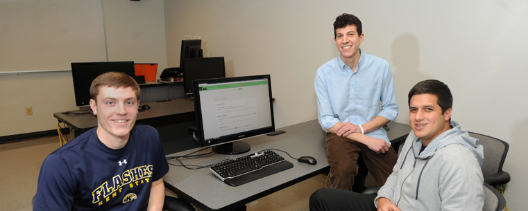 Kent State students (from left to right) Camden Fullmer, David Steinberg and Daniel Gur plan to expand and improve the SimpleWash app, including expanding into different languages, exploring photo and image recognition functionality, and moving into additional social media outlets like Twitter.