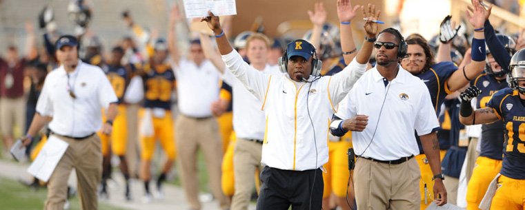 Head Football Coach Darrell Hazell reacts on the sideline during the home opener against Towson.