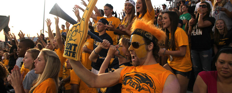 Students go go crazy for their Golden Flashes football team.