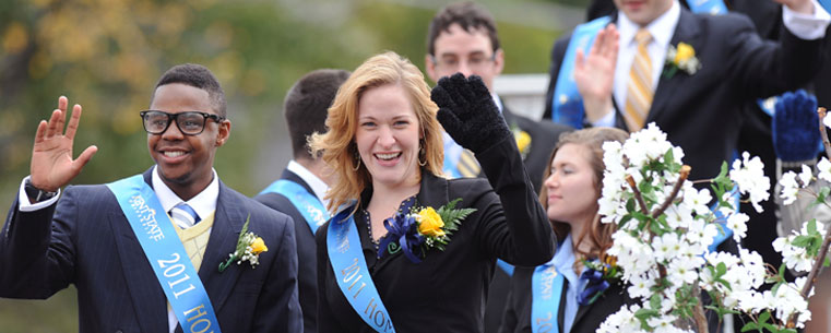 Members of the 2011 Homecoming Court participate in the parade.