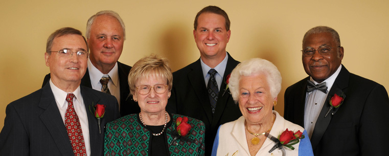 <p>Front row (left to right) Dr. Thomas Hohenshil, Ms. Rae Mandel, Dr. Fay Biles; Back row (left to right) Dr. William Herbert, Mr. Dave Herpy, Rev. Dr. Ronald Fowler<br />
Photo by Devin Casper, Kent State University</p>