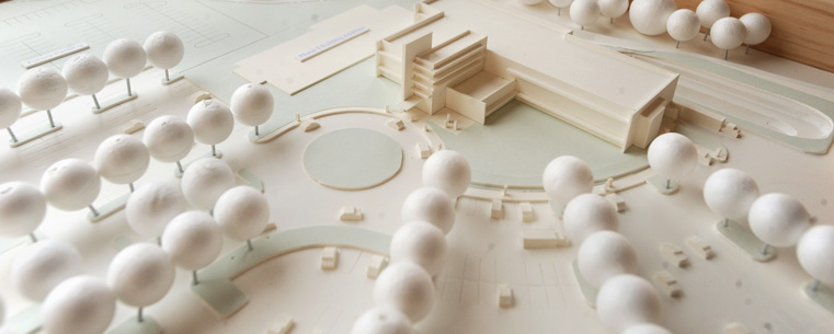 An architect's model of the Kent State University Regional Academic Center in Twinsburg.