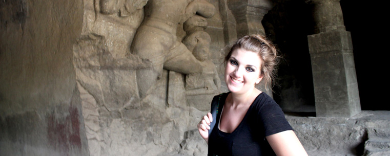 <p>Kent State photojournalism student Kristin Bauer was among the group of Kent State students who spent nine days in India to produce a multimedia collection of news and feature stories. (Photo provided by Kristin Bauer)</p>